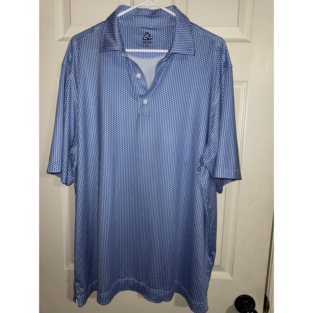 Deolax Polo Shirt‎ Xl Blue  Collar Performance Golf Stretch Geometric Men